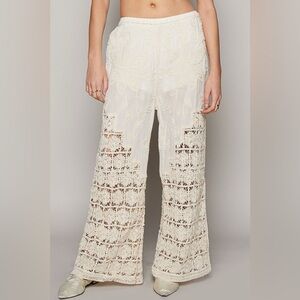 POL Elegant Cream Lace Women's Pants